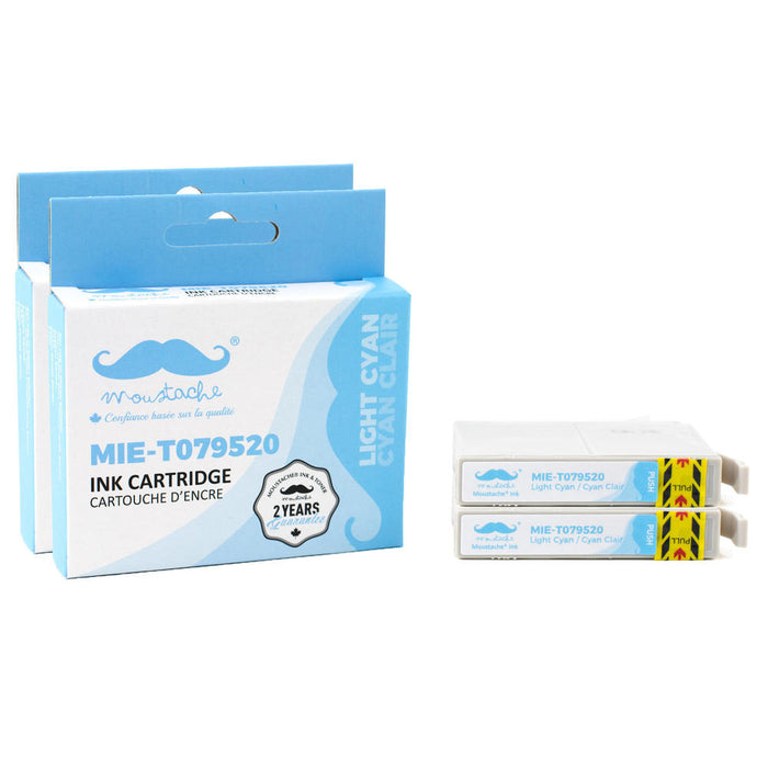 Epson 79 T079520 Compatible Light Cyan Ink Cartridge High Yield - Moustache® - 2/Pack