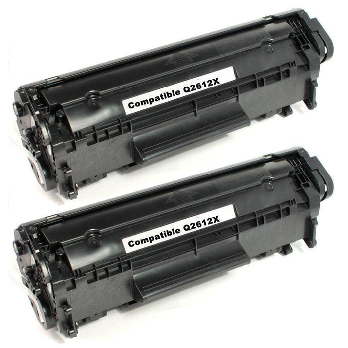 Compatible HP 12X Q2612X Black Toner Cartridge High Yield - Economical Box - 2/Pack
