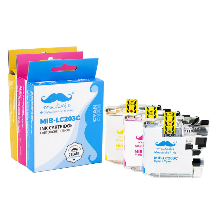 Brother LC203 3PKS Compatible Color Ink Cartridge Combo High Yield C/M/Y - Moustache®