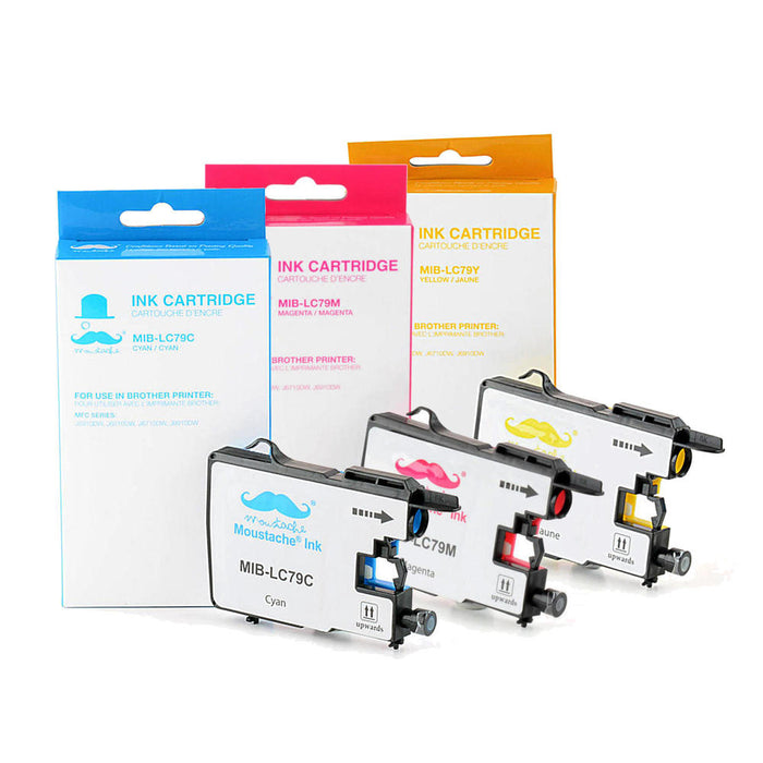 Brother LC79 3PKS Compatible Color Ink Cartridge Combo Extra High Yield C/M/Y - Moustache®