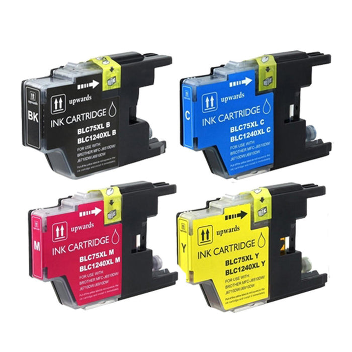 Brother LC75 Compatible Ink Cartridge Combo High Yield BK/C/M/Y - Economical Box