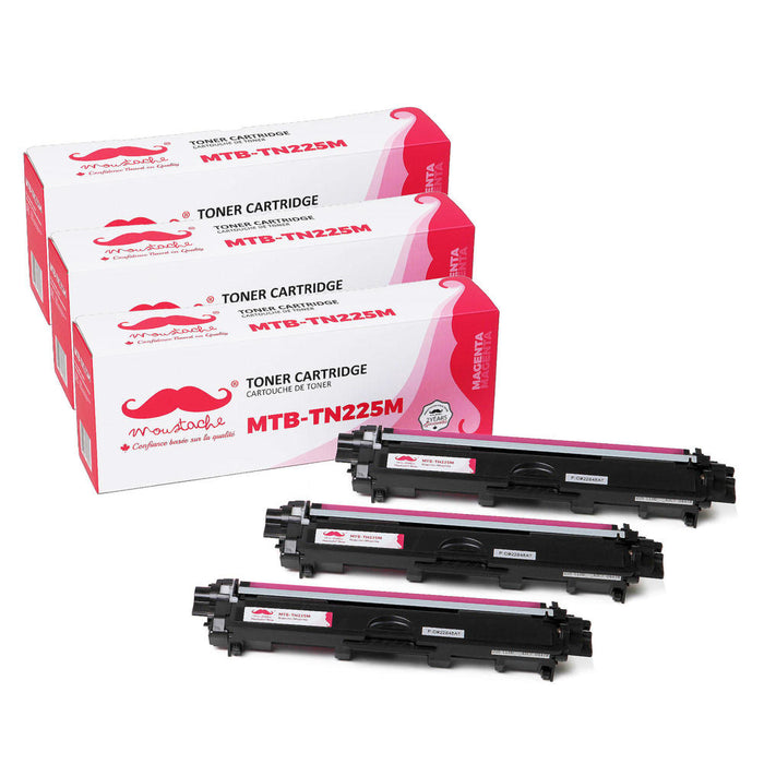 Brother TN225 Compatible Magenta Toner Cartridge High Yield - Moustache® - 3/Pack