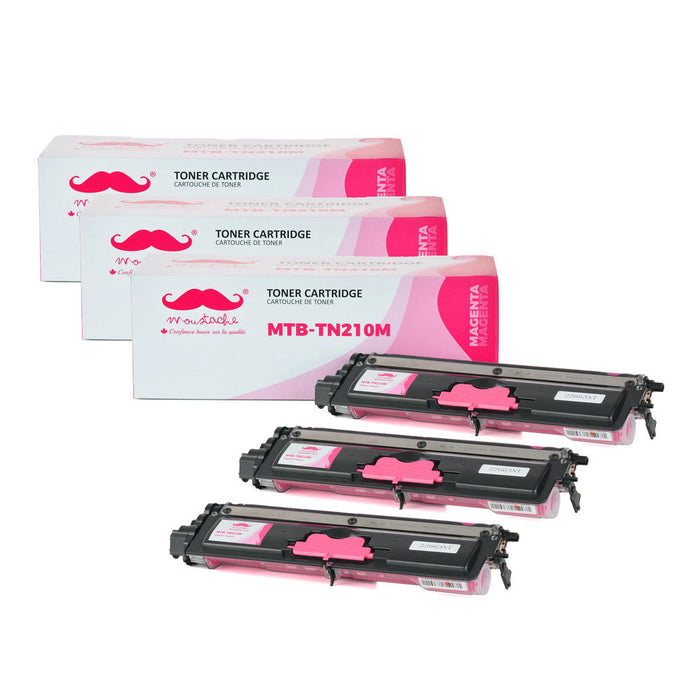 Brother TN210M Compatible Magenta Toner Cartridge - Moustache® - 3/Pack