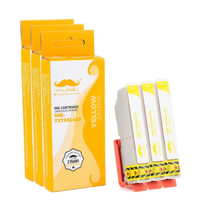 Epson 273 T273XL420 Compatible Yellow Ink Cartridge High Yield - Moustache® - 3/Pack