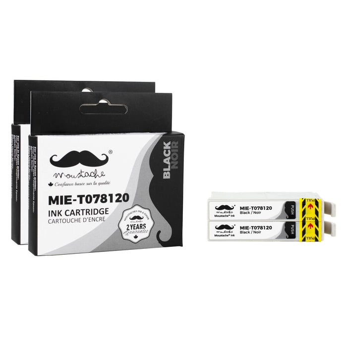 Epson 78 T078120 Compatible Black Ink Cartridge - Moustache® - 2/Pack