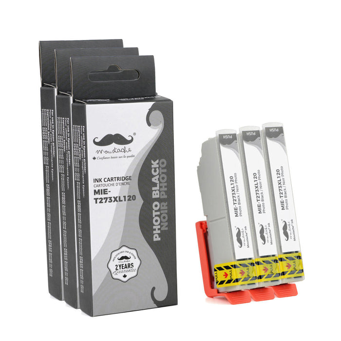 Epson 273 T273XL120 Compatible Photo Black Ink Cartridge High Yield - Moustache® - 3/Pack