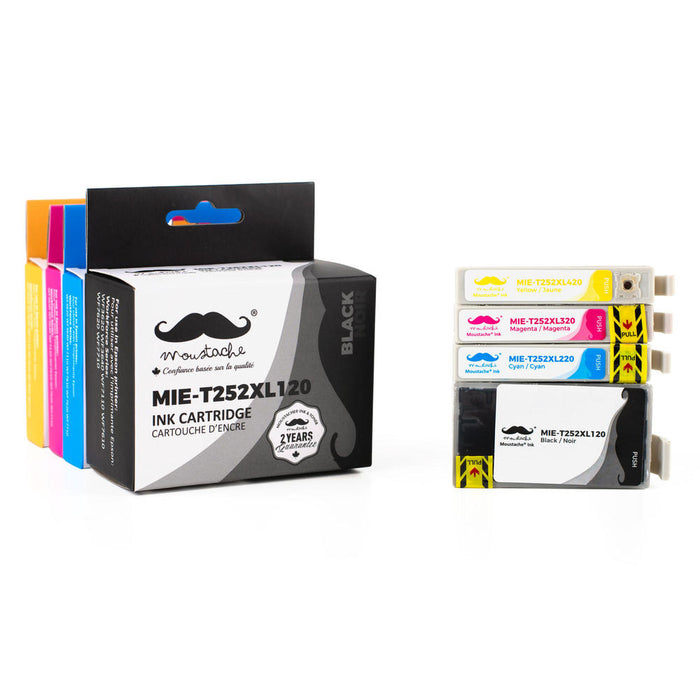 Epson 252 T252XL Compatible Ink Cartridge Combo High Yield BK/C/M/Y - Moustache®