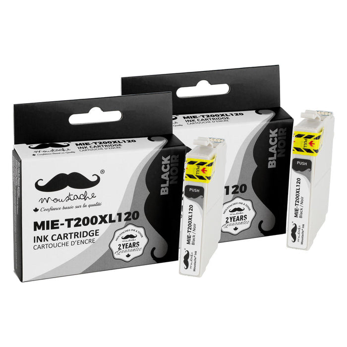 Epson 200 T200XL120 Compatible Black Ink Cartridge High Yield - Moustache® - 2/Pack