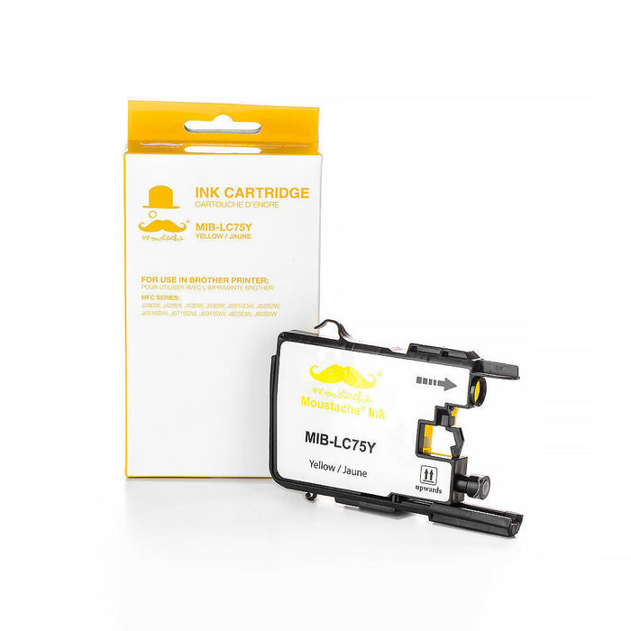 Brother LC75Y Compatible Yellow Ink Cartridge High Yield - Moustache® - 1/Pack