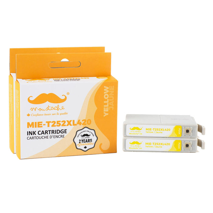 Epson 252 T252XL420 Compatible Yellow Ink Cartridge High Yield - Moustache® - 2/Pack
