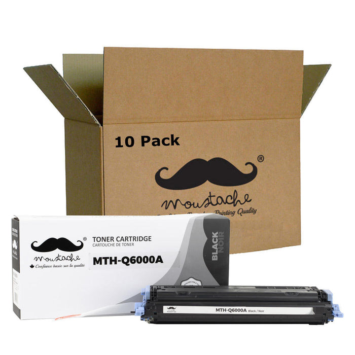 Remanufactured HP 124A Q6000A Black Toner Cartridge - Moustache® - 10/Pack