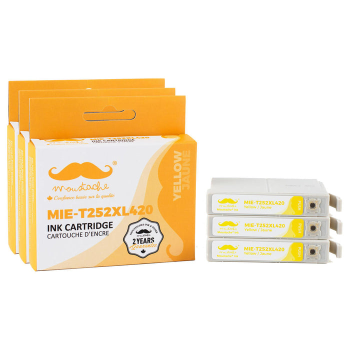 Epson 252 T252XL420 Compatible Yellow Ink Cartridge High Yield - Moustache® - 3/Pack