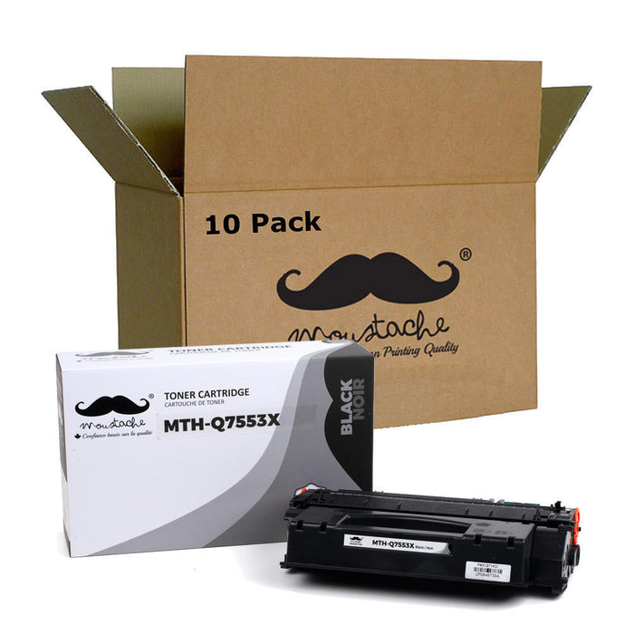 Compatible HP 53X Q7553X Black Toner Cartridge High Yield - Moustache® - 10/Pack
