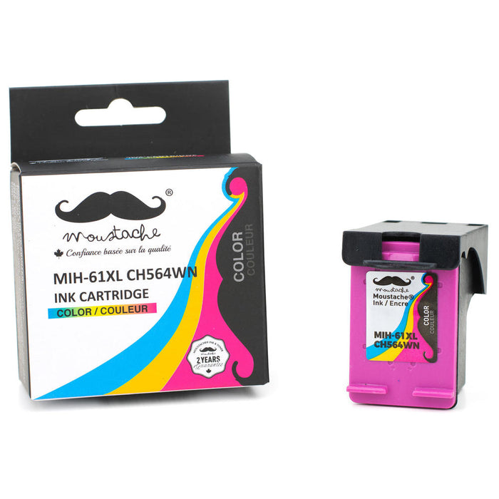 Remanufactured HP 61XL CH564WN Tri-Color Ink Cartridge High Yield - Moustache® - 1/Pack