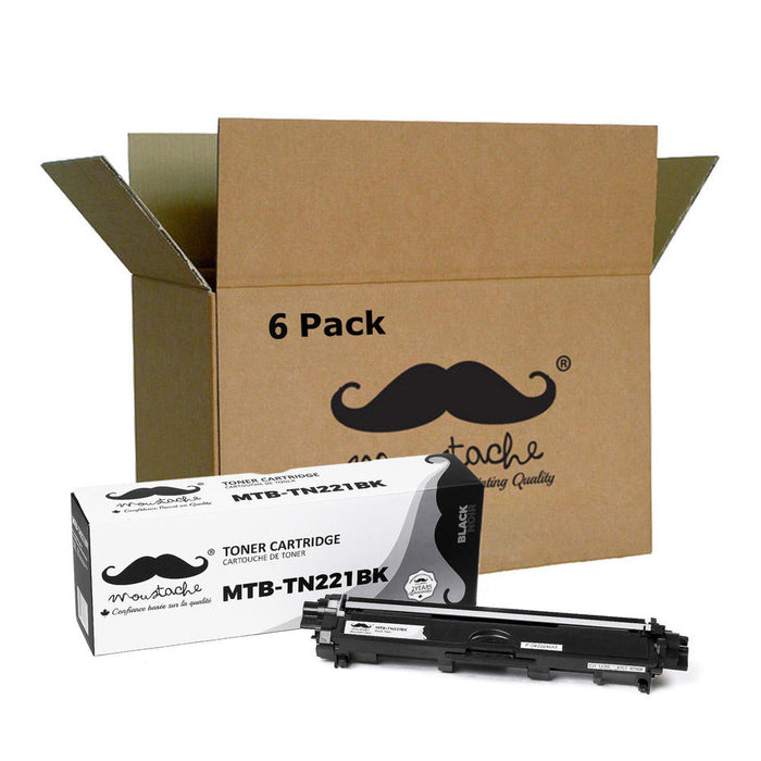 Brother TN221 Compatible Black Toner Cartridge - Moustache® - 6/Pack