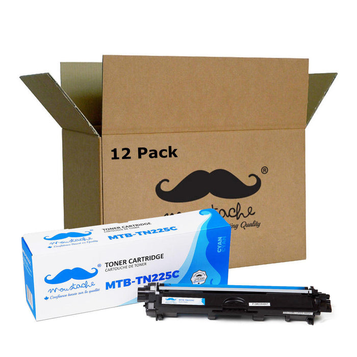Brother TN225 Compatible Cyan Toner Cartridge High Yield - Moustache® - 12/Pack