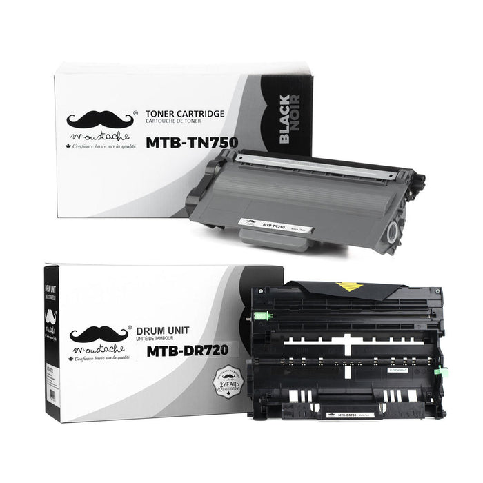 Brother TN750 DR720 Compatible Toner Cartridge and Drum Combo - Moustache®