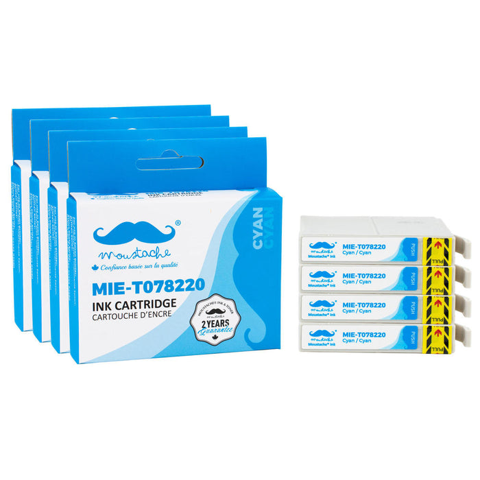 Epson 78 T078220 Compatible Cyan Ink Cartridge - Moustache® - 4/Pack