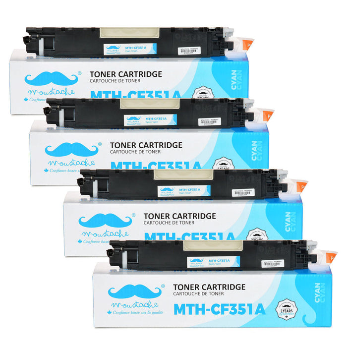 Compatible HP 130A CF351A Cyan Toner Cartridge - Moustache® - 4/Pack