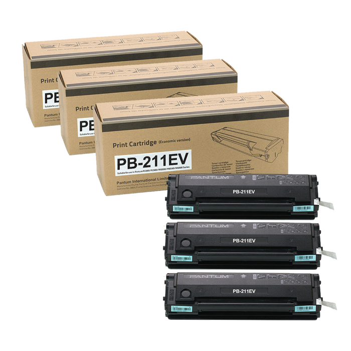 Pantum PB-211EV Original Black Toner Cartridge,High Yield Version of PB-210 (Economic Version) - 3/Pack