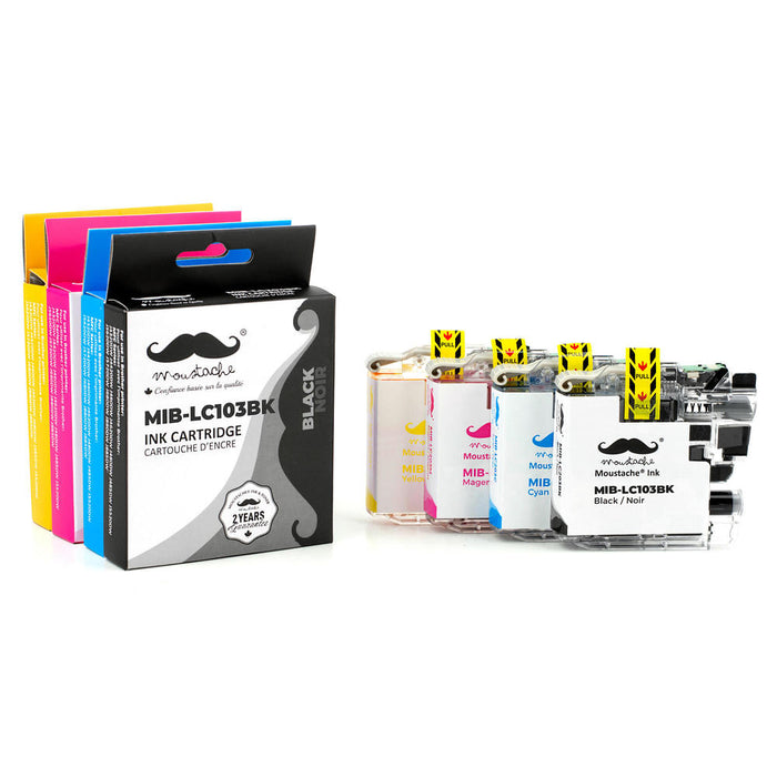 Brother LC103 Compatible Ink Cartridge Combo High Yield BK/C/M/Y - 4/Pack - Moustache®