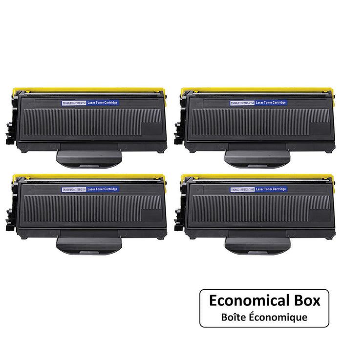 Brother TN360 Compatible Black Toner Cartridge - Economical Box - 4/Pack