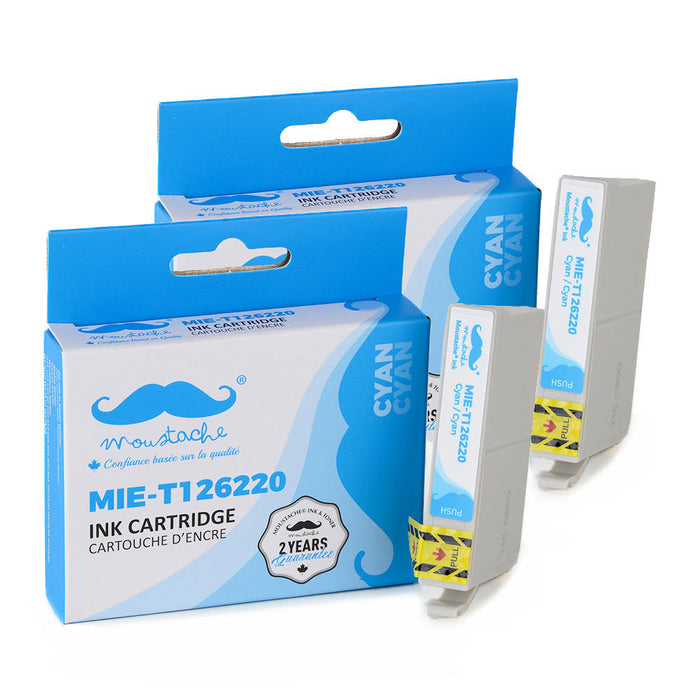 Epson 126 T126220 Compatible Cyan Ink Cartridge High Yield - Moustache® - 2/Pack
