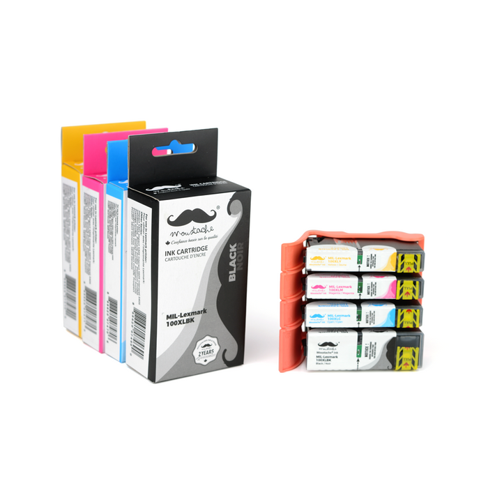 Lexmark 100XL Compatible Ink Cartridge Combo High Yield BK/C/M/Y - Moustache®