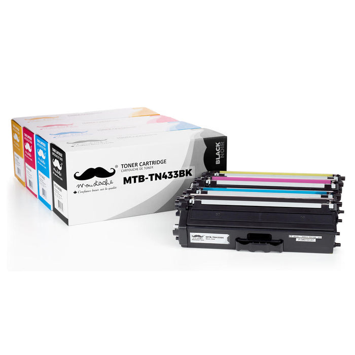 Brother TN433 Compatible Toner Cartridge Combo High Yield BK/C/M/Y - Moustache®