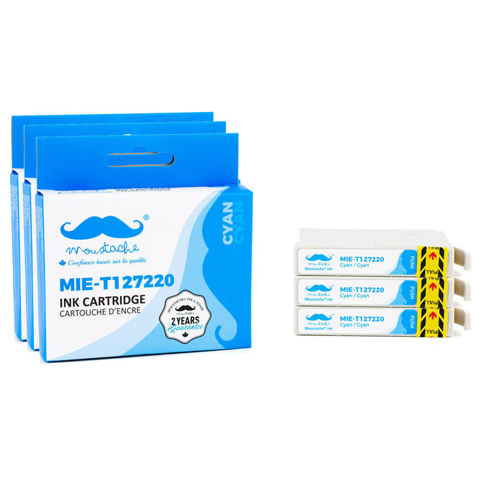 Epson 127 T127220 Compatible Cyan Ink Cartridge Extra High Yield - Moustache® - 3/Pack