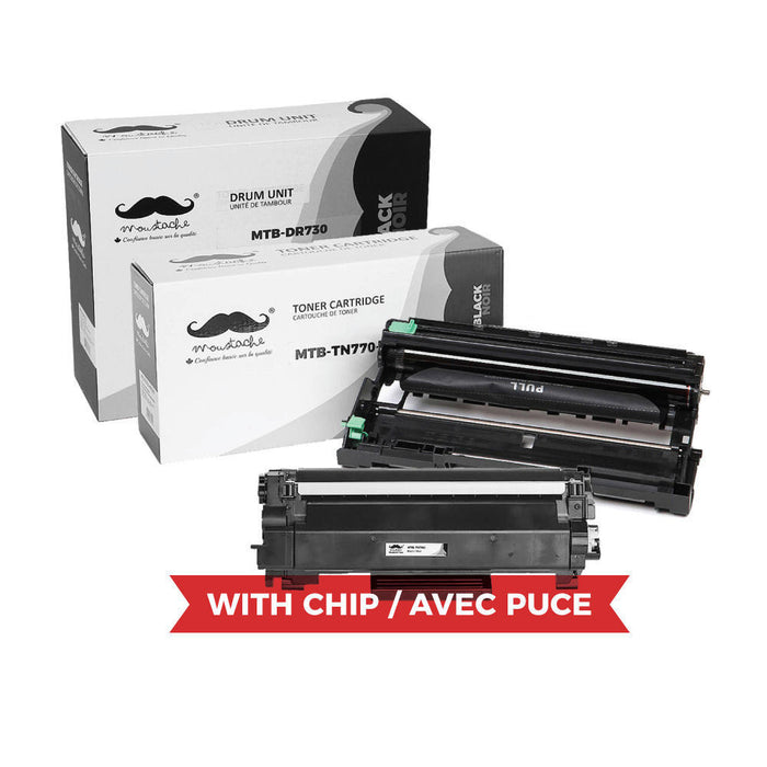 Brother TN770 DR730 Compatible Toner Cartridge and Drum Combo (With Chip for TN770) - Moustache®