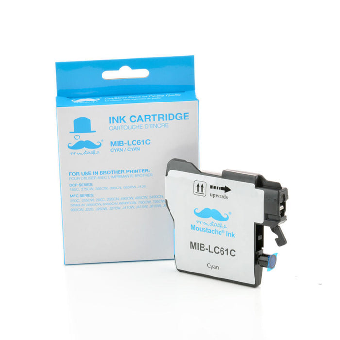 Brother LC61C Compatible Cyan Ink Cartridge - Moustache® - 1/Pack
