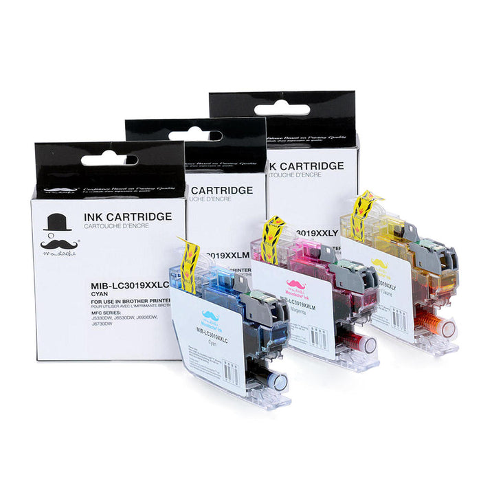 Brother LC3019 XXL 3PKS Compatible Color Ink Cartridge Combo Extra High Yield C/M/Y - Moustache®