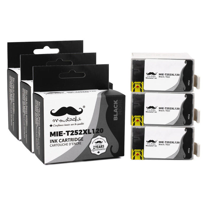 Epson 252 T252XL120 Compatible Black Ink Cartridge High Yield - Moustache® - 3/Pack