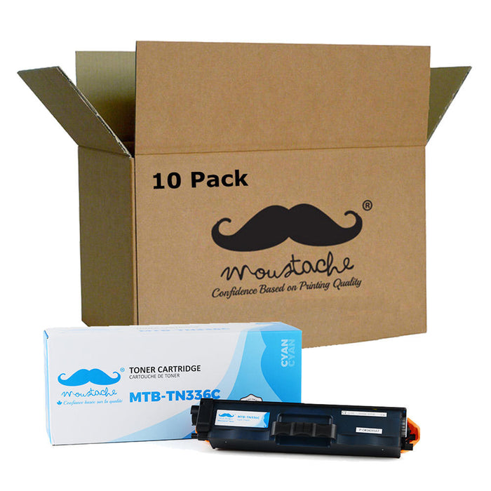 Brother TN336C Compatible Cyan Toner Cartridge High Yield - Moustache® - 10/Pack
