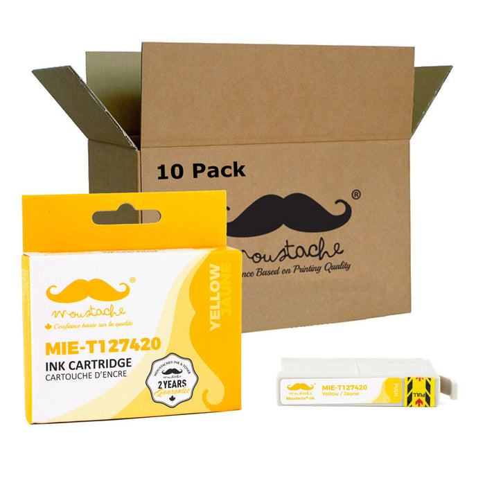 Epson 127 T127420 Compatible Yellow Ink Cartridge Extra High Yield - Moustache® - 10/Pack