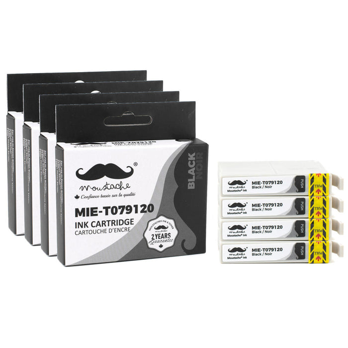 Epson 79 T079120 Compatible Black Ink Cartridge High Yield - Moustache® - 4/Pack