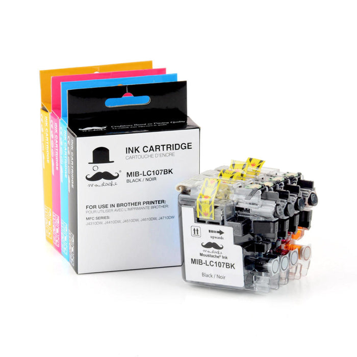 Brother LC107 LC105 Compatible Ink Cartridge Combo BK/C/M/Y - Moustache®