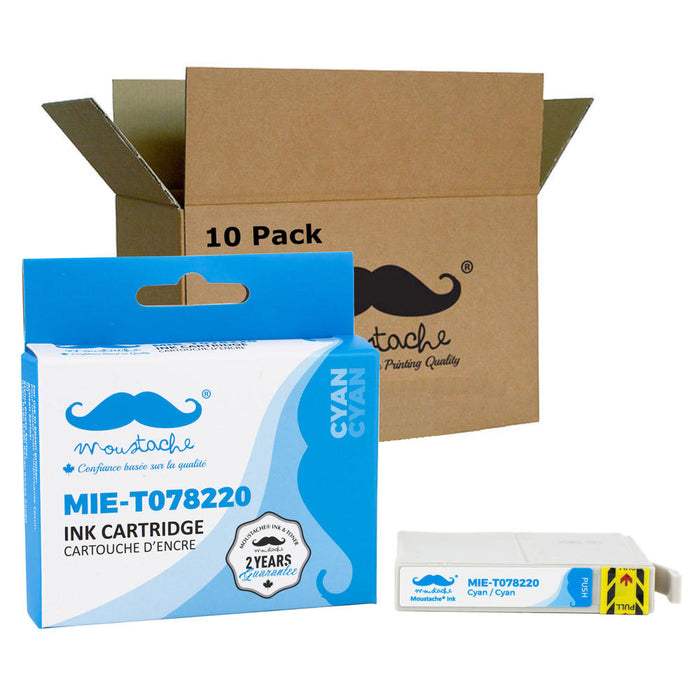 Epson 78 T078220 Compatible Cyan Ink Cartridge - Moustache® - 10/Pack