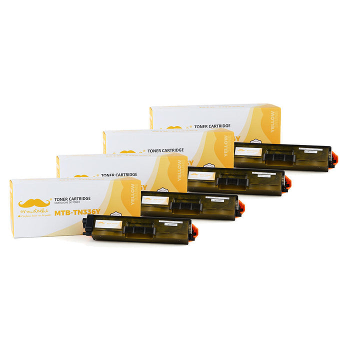 Brother TN336Y Compatible Yellow Toner Cartridge High Yield - Moustache® - 4/Pack