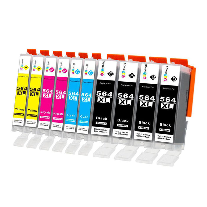 Compatible HP 564XL Ink Cartridge Combo High Yield - Economical Box - 10/Pack