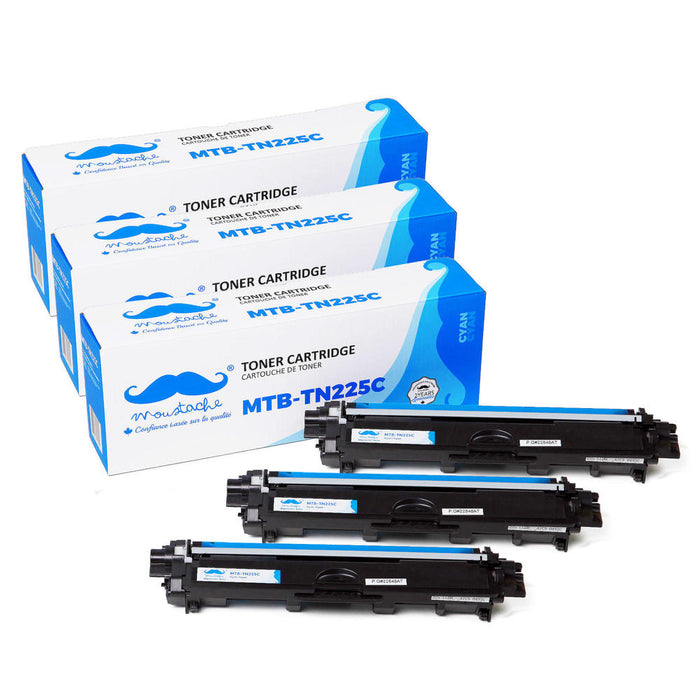 Brother TN225 Compatible Cyan Toner Cartridge High Yield - Moustache® - 3/Pack