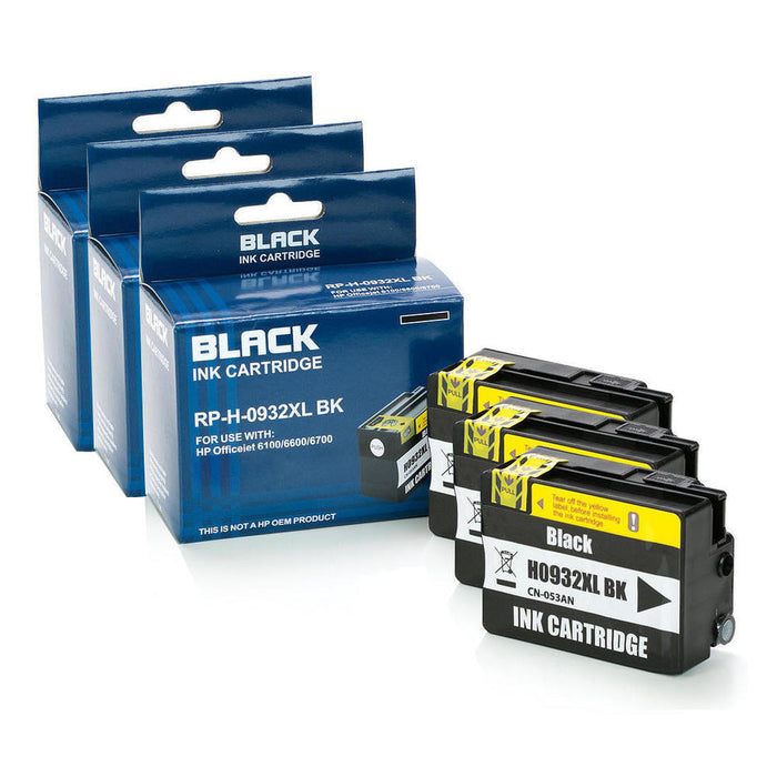 Compatible HP 932XL CN053AN Black Ink Cartridge High Yield - 3/Pack