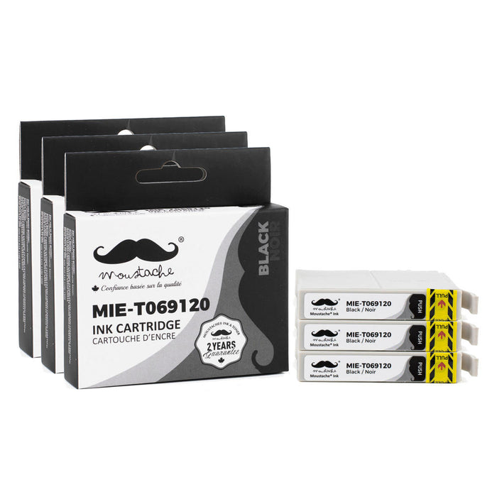 Epson 69 T069120 Compatible Black Ink Cartridge - Moustache® - 3/Pack