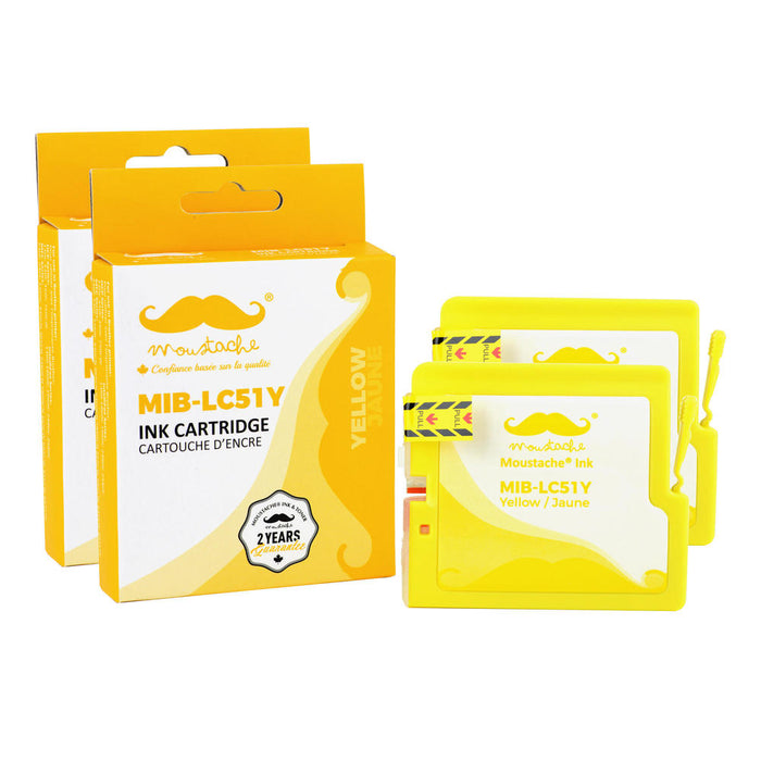 Brother LC51Y Compatible Yellow Ink Cartridge - Moustache® - 2/Pack