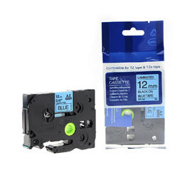 Brother TZe-531 Label Tape, 12mm (0.47"), Black on Blue, Compatible